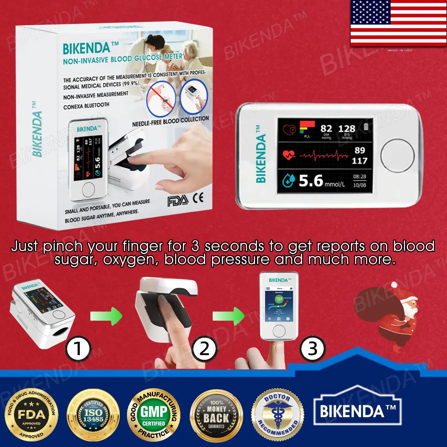 [99.9% Accuracy] Bikenda™ Non-Invasive Blood Glucose Meter (Powerful 8-in-1 detection)+ Exclusive Gift